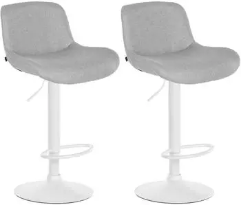 CLP Solon Barhocker 2er-Set, Stoff, hellgrau, h&ouml;henverstellbar (CLP 326576)