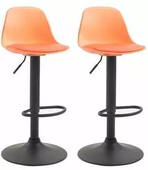 CLP Barhocker Kiel Kunststoff & Kunstleder h&ouml;henverstellbar, Orange/Schwarz (2er Set)