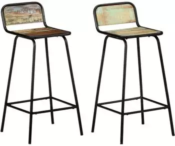 vidaXL Barhocker 2 Stk. Altholz Massiv, Braun (321954)