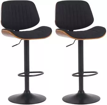 CLP Clawson Barhocker 2er Set Stoff Walnuss/Schwarz h&ouml;henverstellbar (326563)