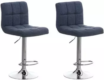 CLP Barhocker Peru 2er-Set, Stoff, drehbar & höhenverstellbar, blau