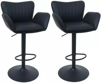MCW Barhocker M67 2er-Set drehbar mit Armlehne Kunstleder schwarz (MCW-M67)