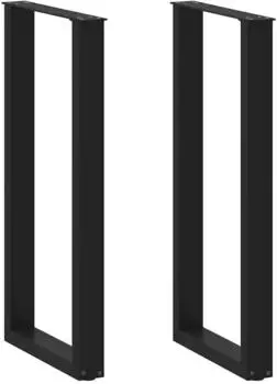 vidaXL Bartischbeine U-Form 2 Stk., schwarz, 50x(100-101)cm, Stahl (4013232)