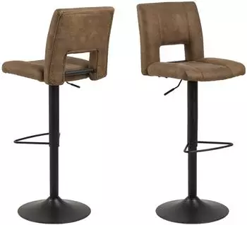 Actona Sylvia Barhocker h&ouml;henverstellbar, drehbar, Polyester, hellbraun, 2er-Set