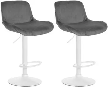 CLP Barhocker Solon 2er-Set h&ouml;henverstellbar drehbar Samtbezug Dunkelgrau (326583)