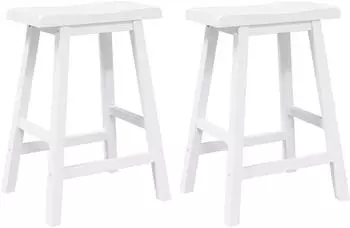 vidaXL Barhocker 2er-Set Wei&szlig; Massivholz Gummibaum (4102546)