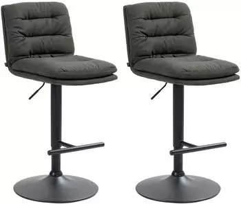 CLP Damar Barhocker 2er-Set Stoff h&ouml;henverstellbar drehbar, dunkelgrau/schwarz (325702)