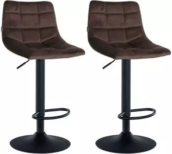 CLP Jerry Barhocker 2er-Set, Samt, h&ouml;henverstellbar, braun/schwarz