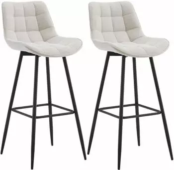 CLP Dartford Barhocker 2er-Set, Stoff, creme (325333)