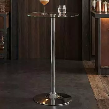 Finebuy Stehtisch Rund 60x60x105cm Sicherheitsglas Chrom (FB35852)