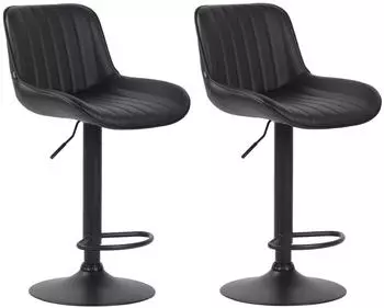 CLP Barhocker Lentini Kunstleder, 360&deg; drehbar, h&ouml;henverstellbar, schwarz, 2er-Set