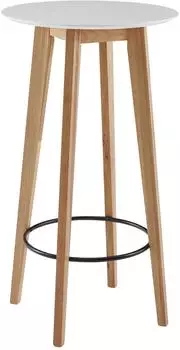 Wohnling Stehtisch rund, wei&szlig;, Eiche massiv, 60x110cm (WL6.094)