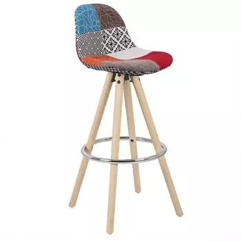 Woltu Barhocker mit Rückenlehne und Fußstütze, Leinen, Holzgestell (BH45mf)