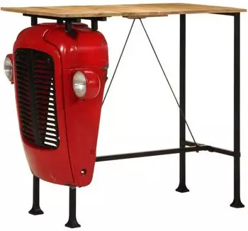 vidaXL Bartisch Traktor rot und braun, Massivholz Mango (4009368)