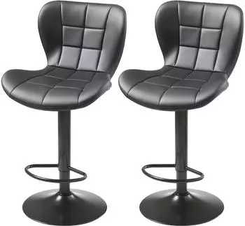 VEVOR Barhocker drehbar, h&ouml;henverstellbar, Kunstleder, schwarz, 2er-Set (LS-11070-1)
