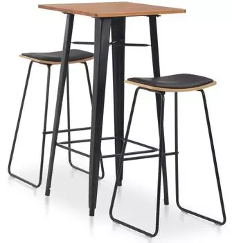 vidaXL 3-teiliges Bar-Set, Stahl, schwarz (276846)