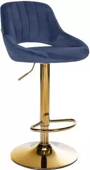 CLP Barhocker Milet Samt, h&ouml;henverstellbar, drehbar, blau/gold (327402)