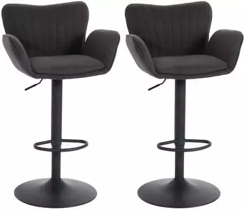 MCW Barhocker M67 2er-Set, drehbar, Stoff, dunkelgrau/schwarz (92046)