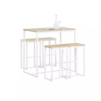 SoBuy Bartisch-Set mit 4 Barhockern, 100x60x96cm, industriell (OGT15-WN)
