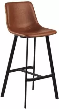 Actona I_Oregon Barhocker PU-Lederoptik Cognac, Metallgestell schwarz (2er-Set)