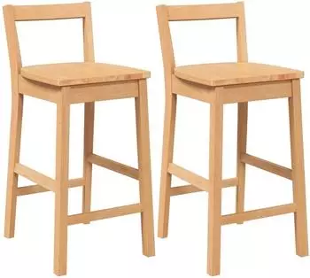 vidaXL Barhocker 2er-Set, Massivholz Gummibaum, natur (4102587)
