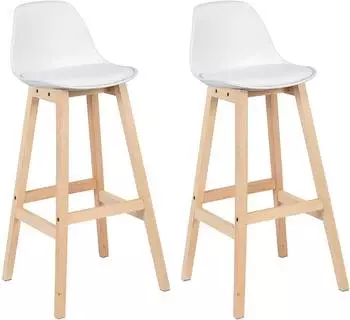 Woltu Barhocker Kunstleder, wei&szlig;, 2er-Set