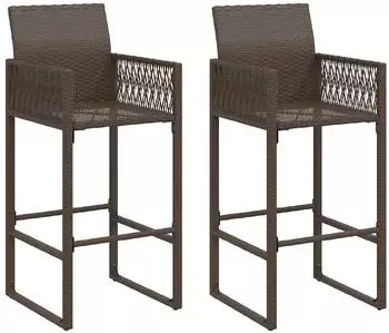 vidaXL Garten-Barhocker 2 Stk., braun, Poly Rattan (368703)