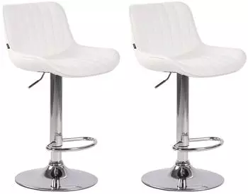 CLP Lentini Barhocker 2er-Set, Kunstleder, wei&szlig;, h&ouml;henverstellbar, 360&deg; drehbar