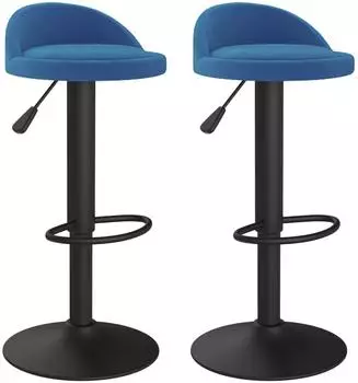 vidaXL Barhocker 2 Stk., blau, Samt