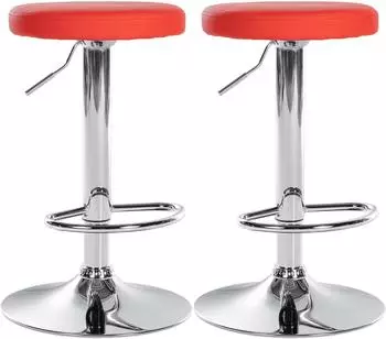 CLP Ponte Barhocker Kunstleder, drehbar, h&ouml;henverstellbar, rot, 2er-Set