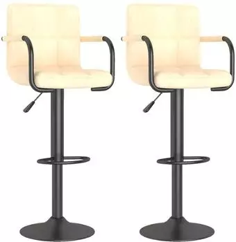 vidaXL Barhocker 2er-Set, Samt, creme
