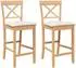 vidaXL Barhocker mit Kissen, Gummibaumholz, natur, 2er-Set (4102549)