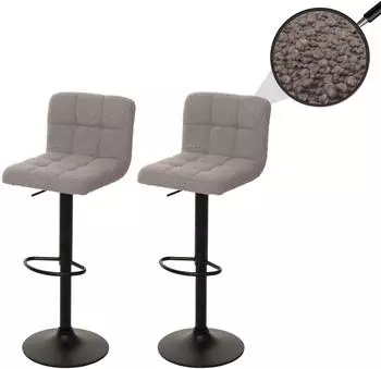 MCW Barhocker G87 2er-Set, höhenverstellbar drehbar, Stoff Bouclé, hellgrau (800000862042)