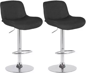 CLP Solon Barhocker 2er-Set, Stoff, Chrom, schwarz (326591)