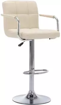 vidaXL Barhocker Stoff creme, h&ouml;henverstellbar, drehbar (53x52x(92-112)cm)