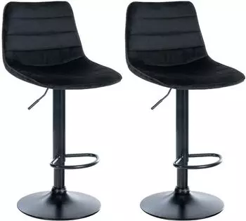 CLP Barhocker Lex Samt, schwarz, drehbar, h&ouml;henverstellbar (2er-Set)