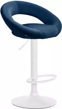CLP Olinda Barhocker Samt, h&ouml;henverstellbar, drehbar, blau/wei&szlig; (326002)
