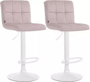 CLP Peru Barhocker 2er Set, Samt, drehbar, h&ouml;henverstellbar, rosa