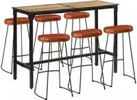 vidaXL 7-tlg. Bar-Set Raues Mangoholz und Metall