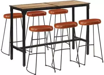 vidaXL Bar-Set 7-tlg., raues Mangoholz und Metall (3216412)