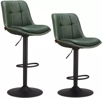 Vasagle Barhocker 2er-Set, höhenverstellbar, drehbar, waldgrün