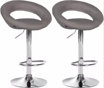 CLP Olinda Barhocker Stoff, grau, drehbar, h&ouml;henverstellbar (2er-Set)