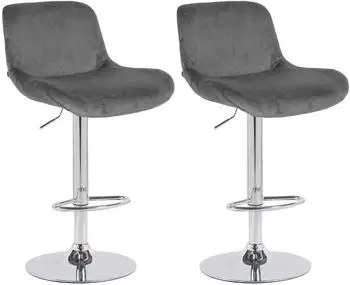 CLP Solon Barhocker 2er-Set, Samt, dunkelgrau, h&ouml;henverstellbar, drehbar