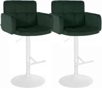 CLP Barhocker Los Angeles Samt, höhenverstellbar, drehbar, dunkelgrün/weiß