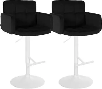CLP Barhocker Los Angeles 2er Set, Samt, schwarz/wei&szlig;, h&ouml;henverstellbar, drehbar
