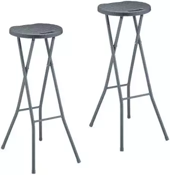 Relaxdays Barhocker Klapphocker Rattan-Optik, grau, Kunststoff/Stahl, 80x34x45cm (10045729)