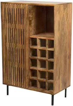 Wohnling Hausbar Mango Massivholz 80x123cm Gitter-Schiebet&uuml;r (WL7.615)