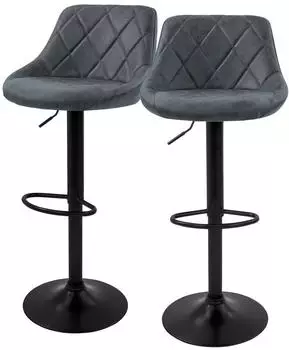 ML-Design Barhocker 2er Set, Kunstleder, anthrazit, h&ouml;henverstellbar, 360&deg; drehbar, mit R&uuml;ckenlehne und Fu&szlig;st&uuml;tze