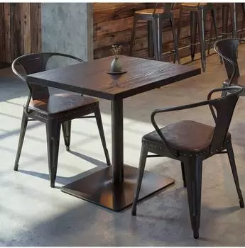 MCW Bistrotisch MCW-H10, Ulme Massivholz, Industrial, 70x70cm, dunkelbraun (800001068052)
