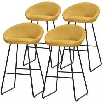 ML-Design Barhocker mit R&uuml;ckenlehne, currygelb, Metall, 4er-Set (490018544)